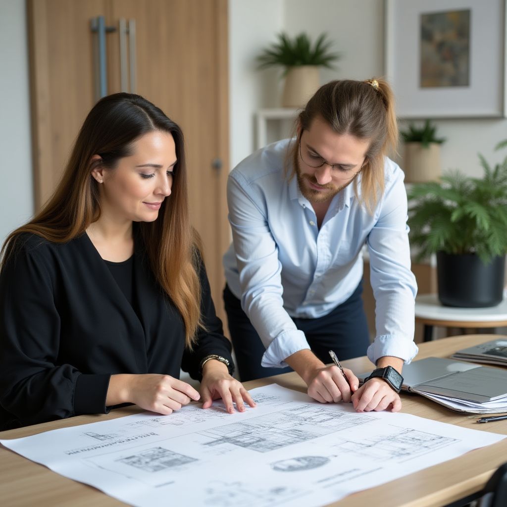 Designer consultând un client în studio