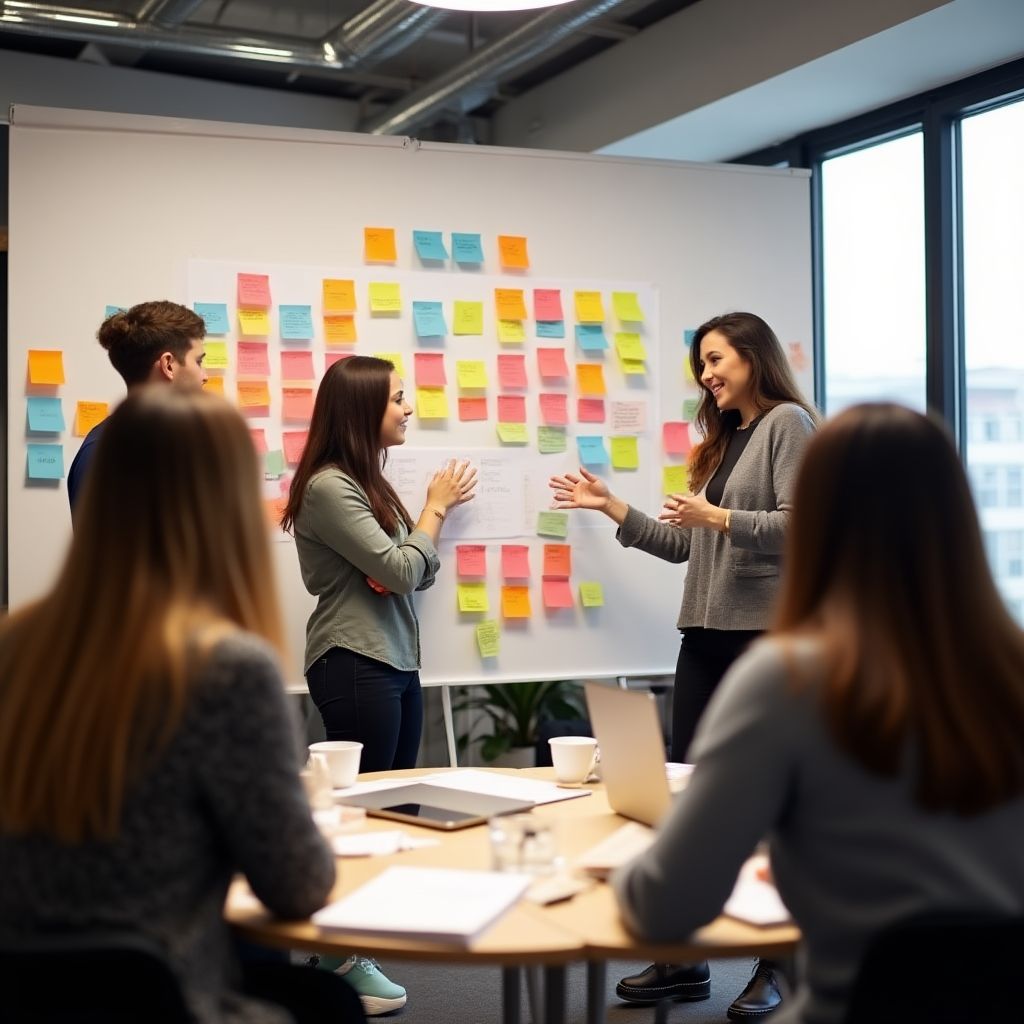 Echipa Studio Design în timpul unei sesiuni de brainstorming