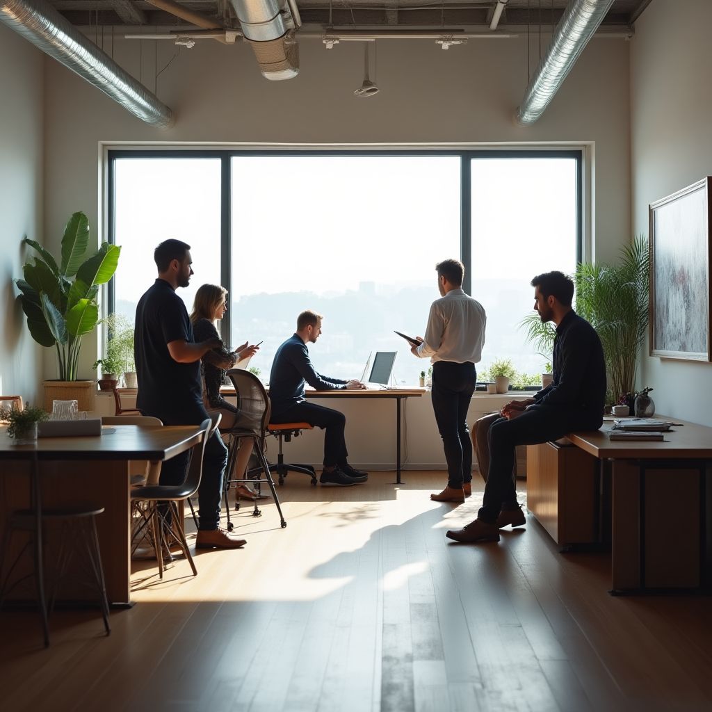 Echipa Studio Design în biroul modern